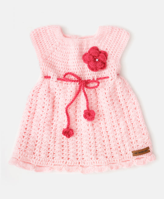 Handmade crochet knit baby woolen dress