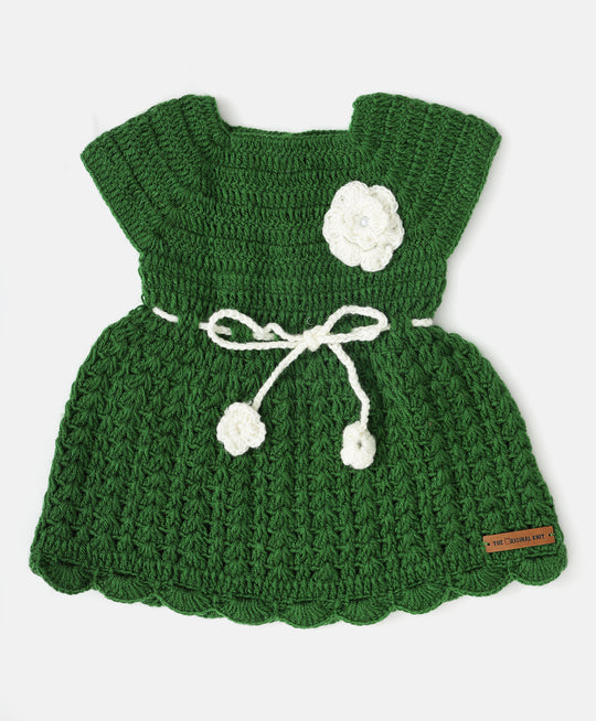 Hand Knitted Crochet Wool Frock for Baby Girls