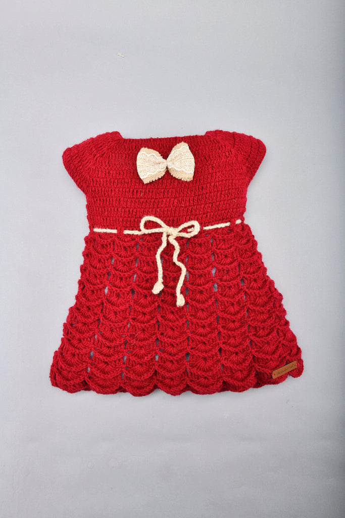 Cute Handmade Woolen Frock For Baby Girls
